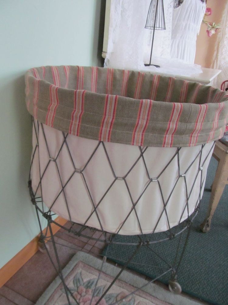 French Laundry Wire Hamper Liner Stripe Canvas by PerfectPieLady