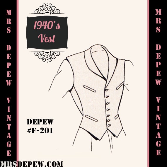 1940s Sewing Patterns – Dresses, Overalls, Lingerie etc 1940s Vest Sloper in Any Size - Plus Size Included -Depew F-201 -INSTANT DOWNLOAD- $8.50 AT vintagedancer.com
