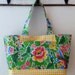 Beth's Vintage Floral Large Oilcloth Tote with Exterior Pockets
