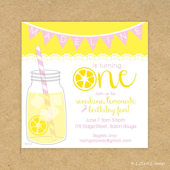 Lemonade Birthday Party Invitations 1