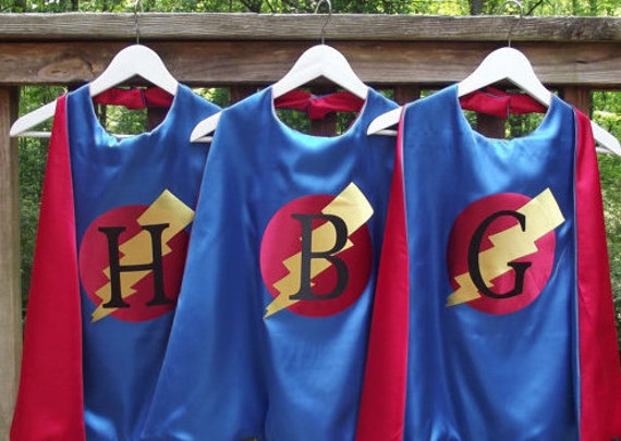 FREE Mask With SUPERHERO CAPE Custom Personalized Super Hero Cape Option to add Name with Lightning Bolt Design You Choose Colors Il_570xn