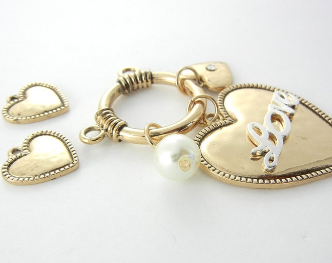 Set of Love Charms Pendant and Charms Gold-tone