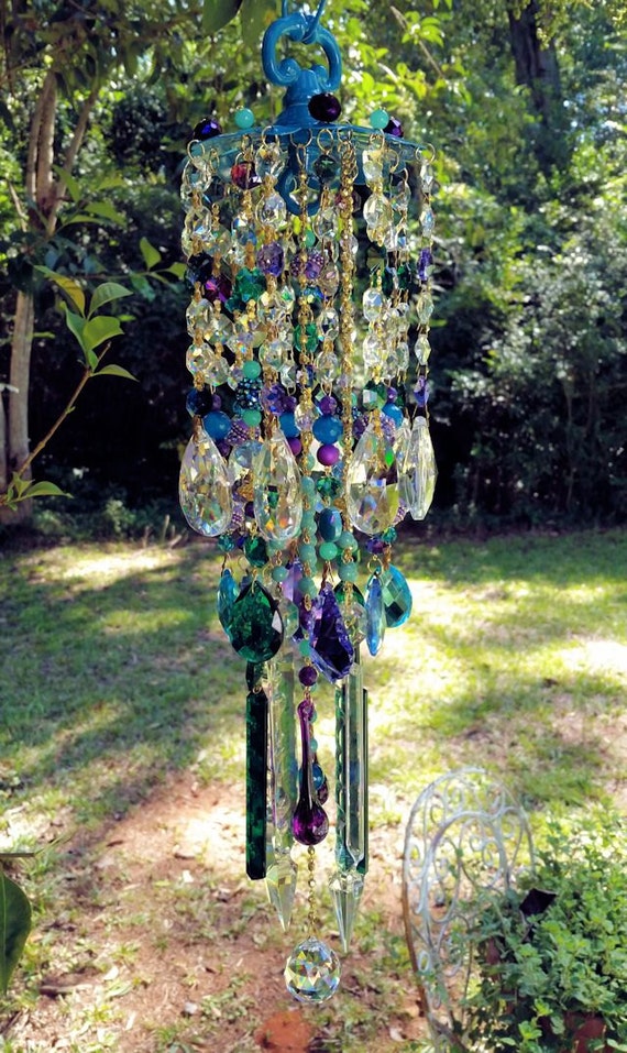 Peacock Magic Antique Crystal Wind Chime by sheriscrystals on Etsy