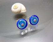 Blue Stud Earrings, Glass Discs in Different Layers of Blue, Handmade Sterling Silver Studs, SRA, By Melanie Moertel Blue Stud Earrings, Glass Discs in Different Layers of Blue, Handmade Sterling Silver Studs, SRA, By Melanie Moertel