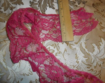 Just Reduced - Fushia Floral Wide Gathered lace trim - 5 yard length x 3 1/2" width