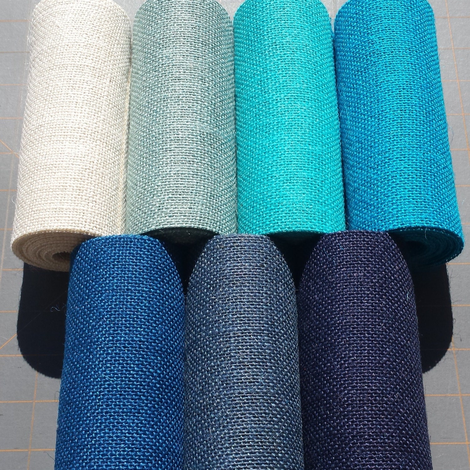 5 inch BLUE Burlap Ribbon 3 yards