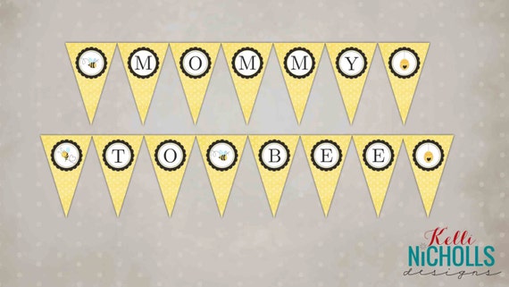 Mommy to Bee Baby Shower Banner,  Bumble Bee Baby Shower Decoration, Yellow and Black, What will it Bee - Instant Download #S104
