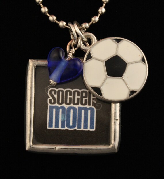 Items similar to Soccer Mom HandSoldered Necklace with Soccer Ball