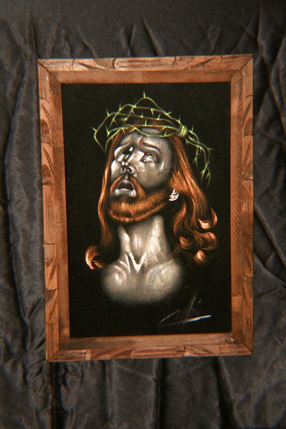 Items similar to Vintage Velvet Painting Made in Mexico and Signed