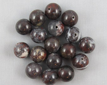 Poppy Jasper 12mm Round Beads - 17 pieces #K6
