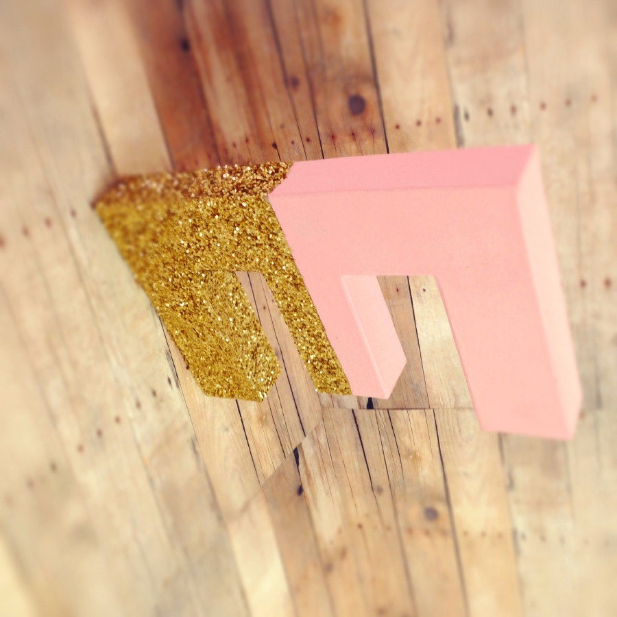 Gold glitter Letters block letters pink and gold by Ajobebe