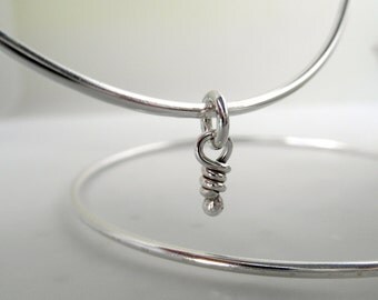 Sterling Silver Knots Bangle - Rustic Bracelets Little Knots Charm Bangles - Organic Bangles Knots Bangle Stacking Bracelets Silver Bangles