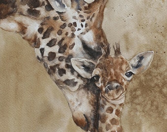 ORIGINAL painting watercolor painting original Watercolor painting watercolor animal painting Giraffe painting art 11x14 CUSTOM COMMISSION