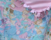 Baby Blanket Pink Blue Turquoise Fleece - Child Size Bears Bunnies Ponies Elephants