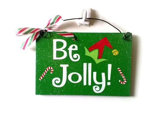 Mini Christmas sign. Be Jolly 4x6 with glitter.