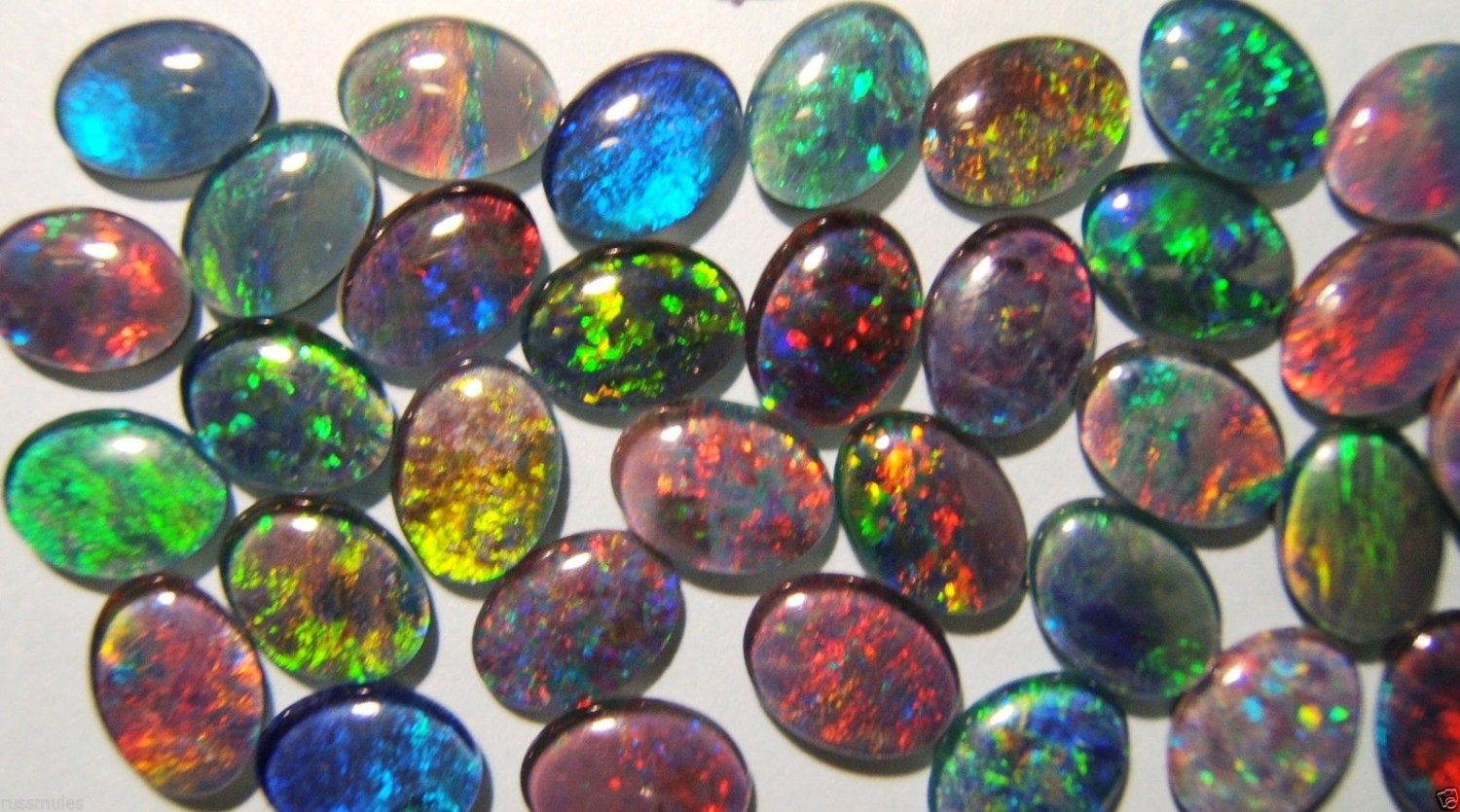 1 Australian Opal Triplet gemstone cabochon Opal cabs 8 x