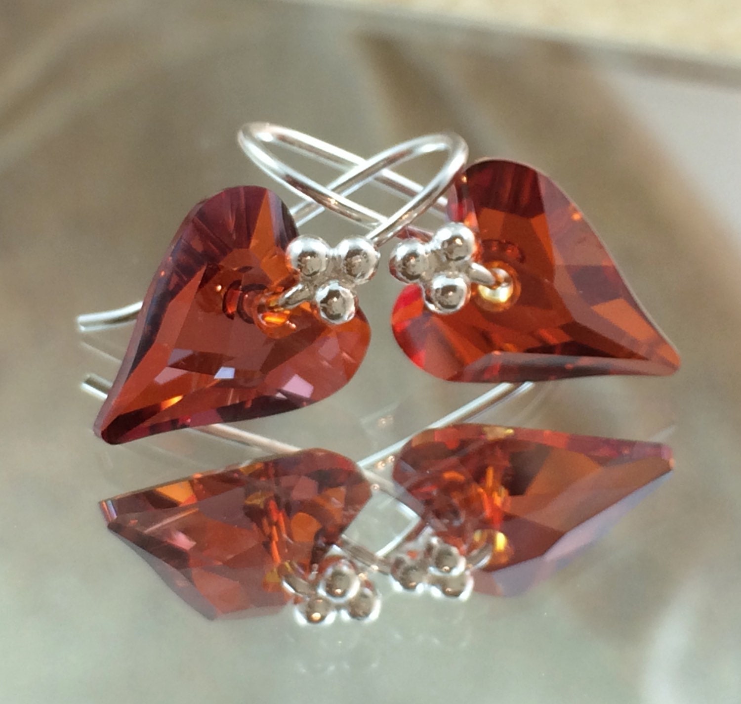 Swarovski Red Magma Crystal Earrings by HisJewelsCreations on Etsy