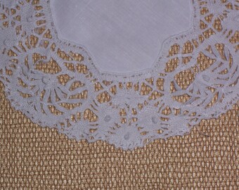 Antique Linen Doily with a Hand Made Lace Edge
