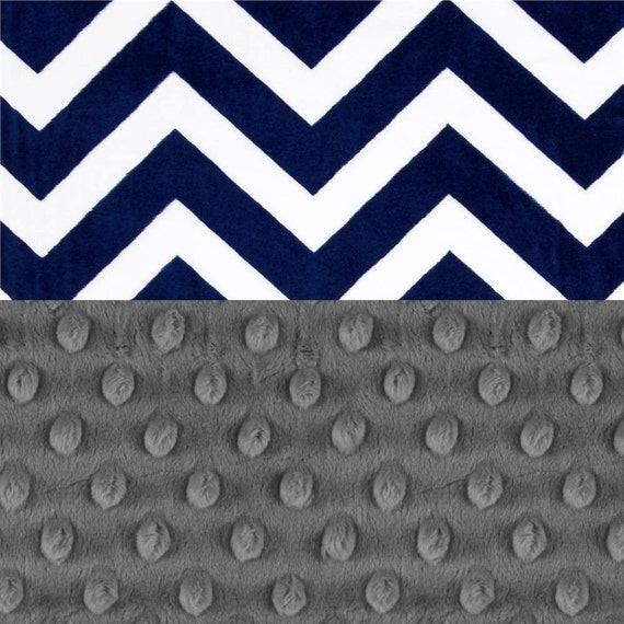 Minky Baby Blanket Boy // Gray & Navy Chevron Personalized Baby Blanket // So Soft Baby Blanket // Chevron Blanket // Baby Shower Gift
