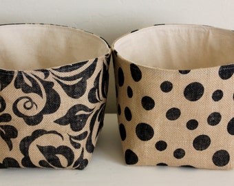Burlap Storage Baskets - Select Your Size