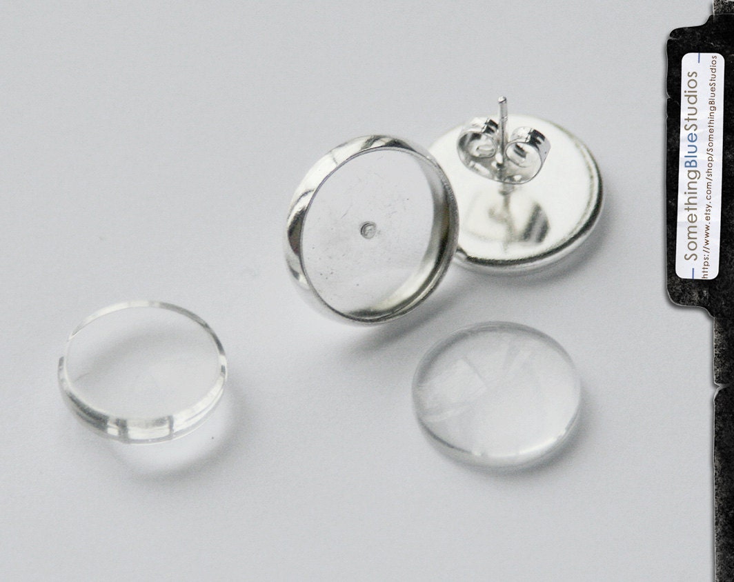 Earring Blanks w/ 12mm cabochon setting earring studs bezel