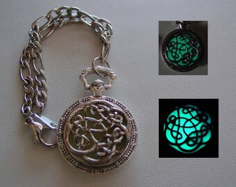 Glowing Celtic Riddle Knot Charm Bracelet ~ Glowing Charm Bracelet Bright Aqua Glow