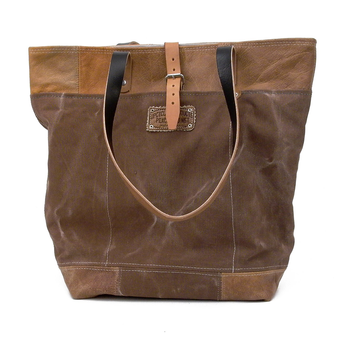 soho small studded leather and canvas shoulder bag