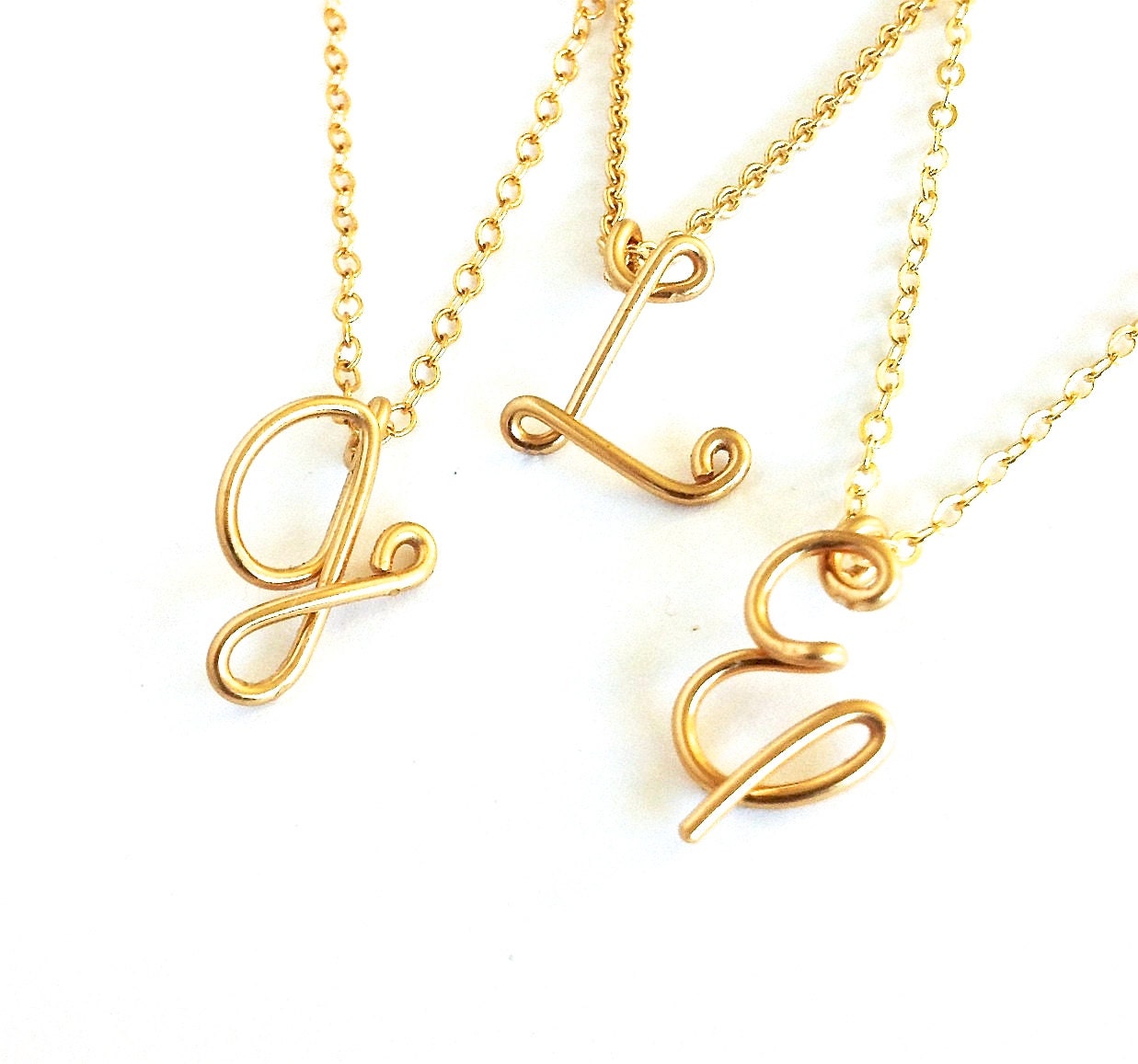 Gold Initial Pendant. Custom Gold Initial Necklace.