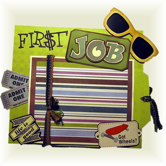 Stand up Scrapbook Page My First Job by heirloomsbylorraine