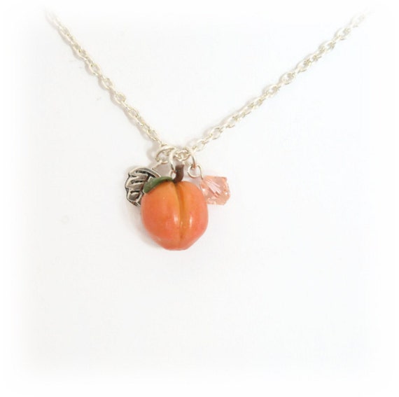 Peach Charm Necklace handmade by Lottie Of London