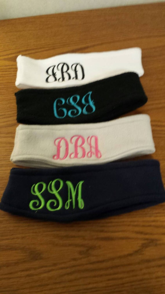 Monogrammed Fleece Warm Headband Earwarmer Ear warmer fleece for toddler, teens and adults