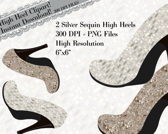 Shoe Clipart, High Heel Clipart, Sequin Heel Clipart