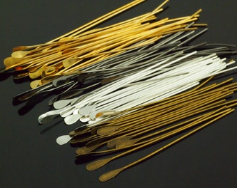 22 gauge Teardrop Paddle Head Pins - 2 inches - Silver and Gold Plate, Antique Silver & Gold - Best Commercially Made - 100% Guarantee