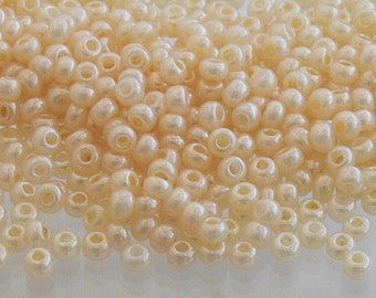 8/0 Czech Ceylon Beige Glass Seed Beads 10-Grams