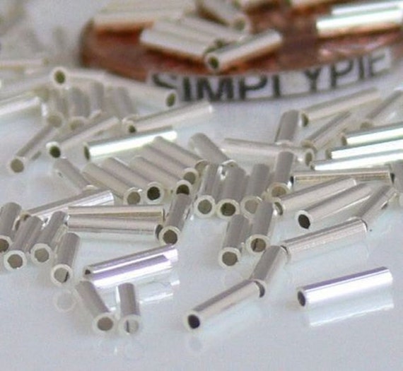 Liquid Silver Straight Brass Tube Metal Beads 5x1mm 100