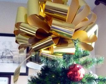 Big Metallic Gold Bow Christmas Tree Topper Car Gift Store Display Decoration