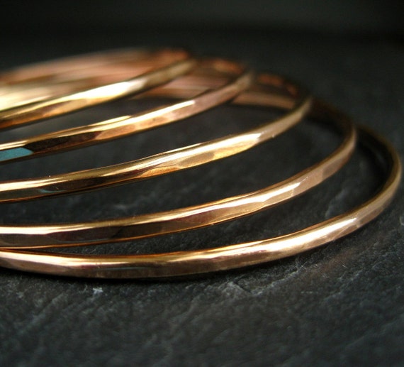 Bronze bangle bracelets, stacking bangles, hammered bronze bracelets