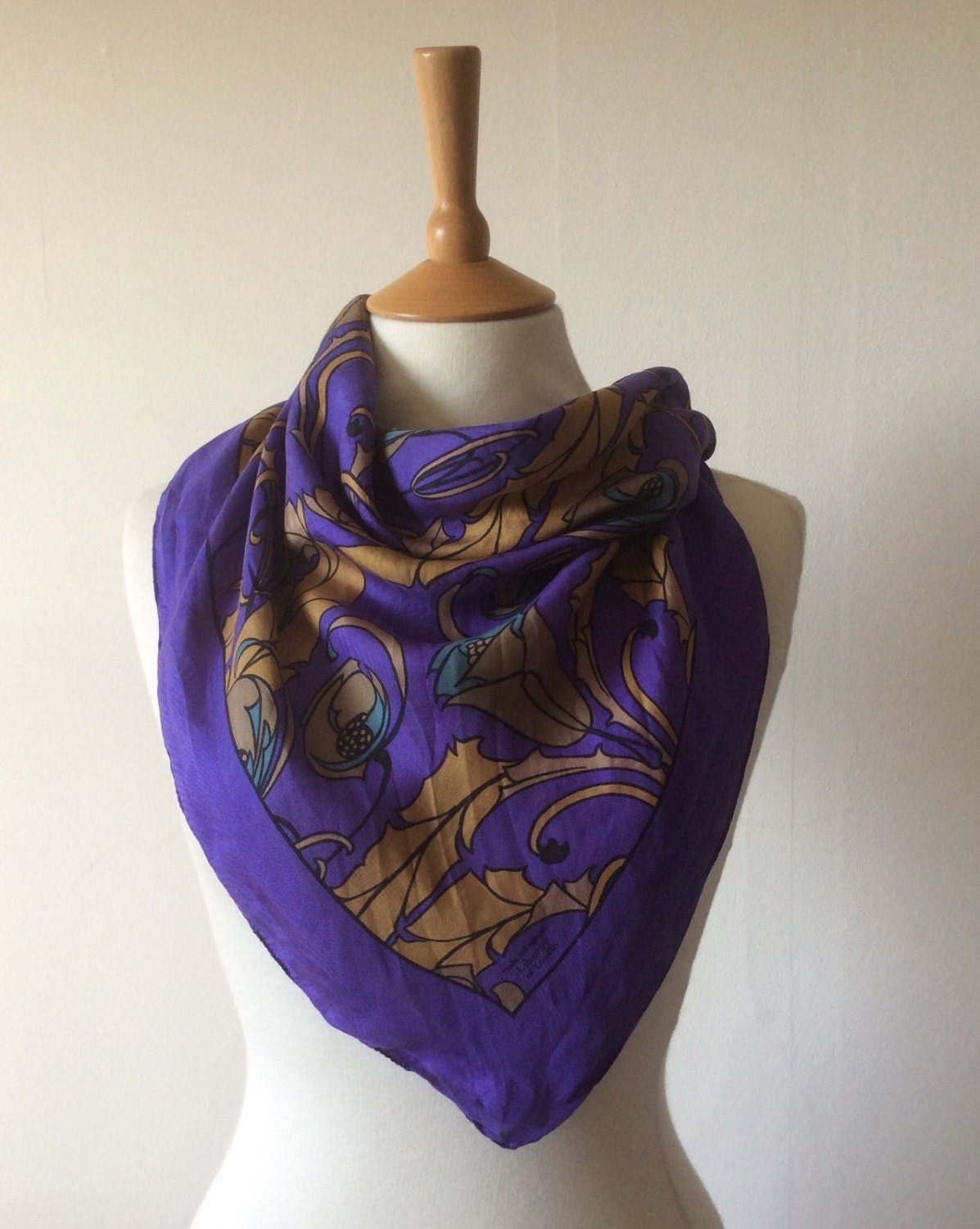Vintage Liberty Silk Scarf Art Nouveau Design Purple London