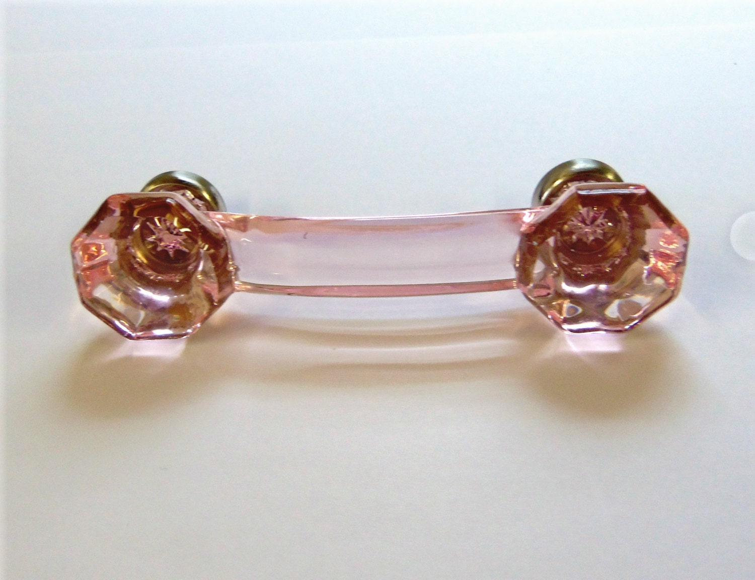 Pink Glass Drawer Pull 3 Centers