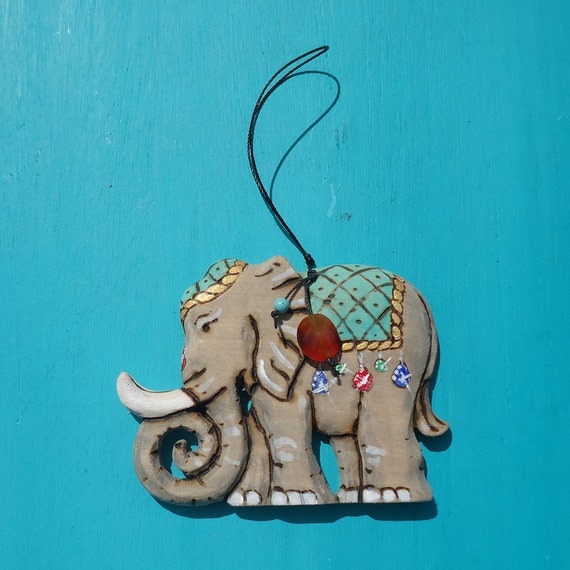 LUCKY ELEPHANT Ornament by Susana Caban Hand Carved by SusanaCaban