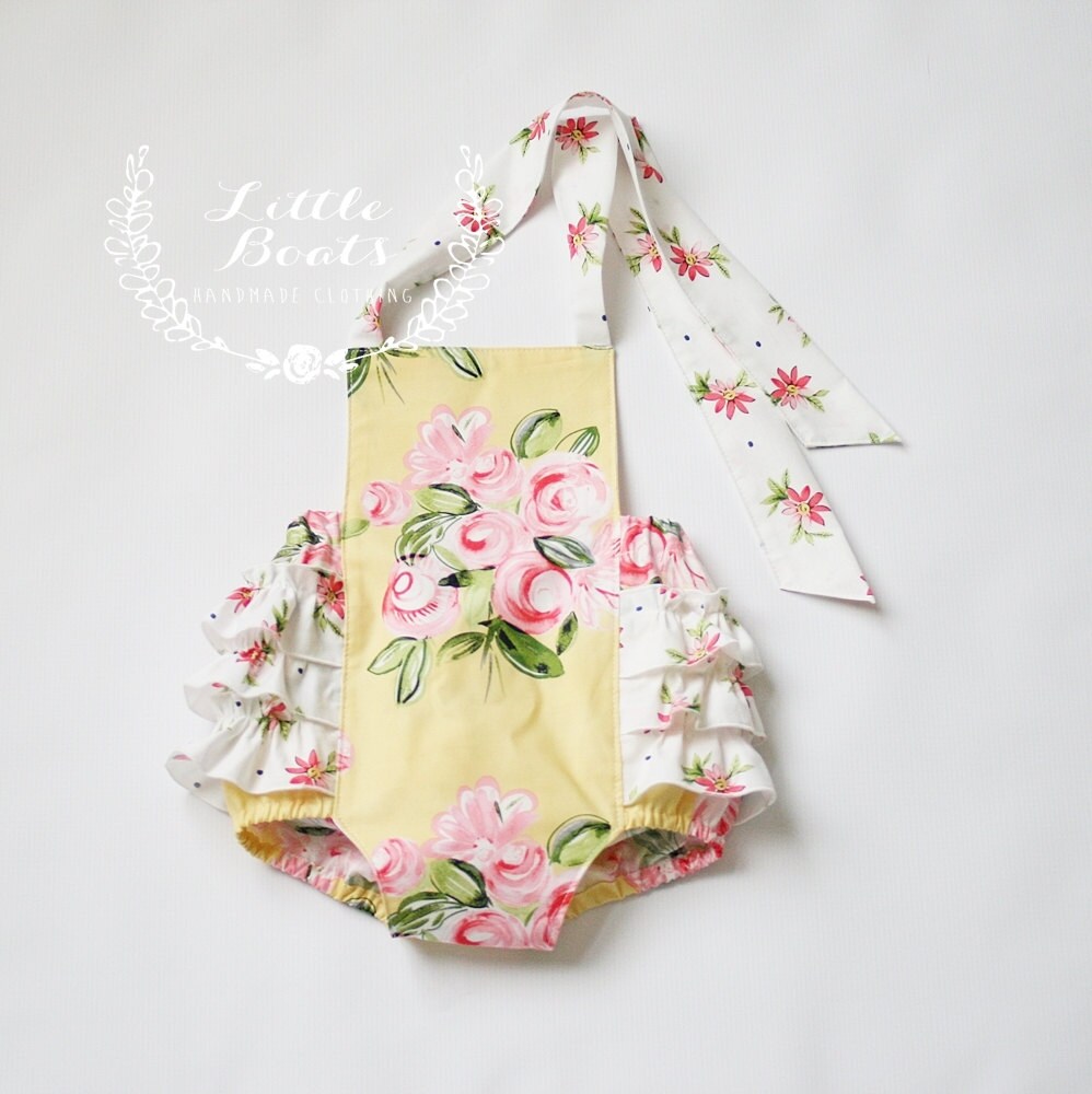 Swirly Girl Retro Style Sunsuit Romper / Size 03m 36m