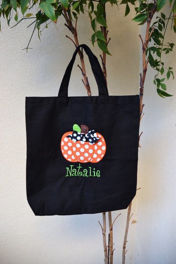 Trick or Treat Bag Canvas Bag Personalized Halloween tote
