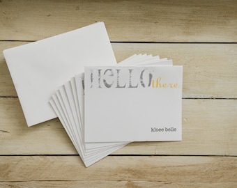 Hello There Cards(8pk). Hello There Notes. Personalized Stationery. Notecard. Personalized. Stationary. Note Card. Stationery.