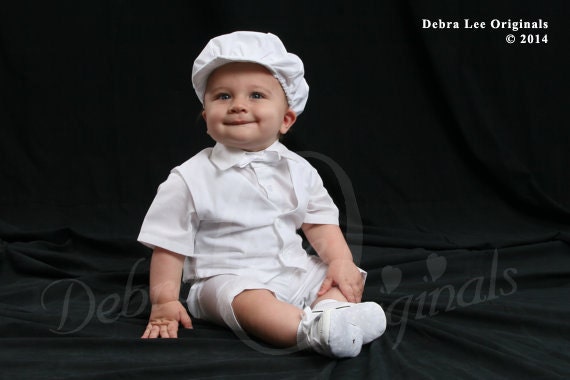 Baby Boy White Christening Blessing vest short by Debragardner