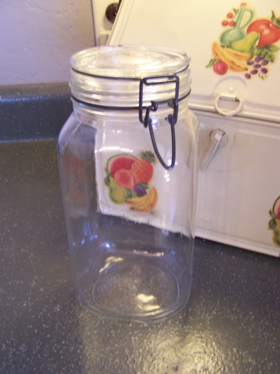 Vintage Glass Canister Jar Italy Ermetico Large Glass Jar