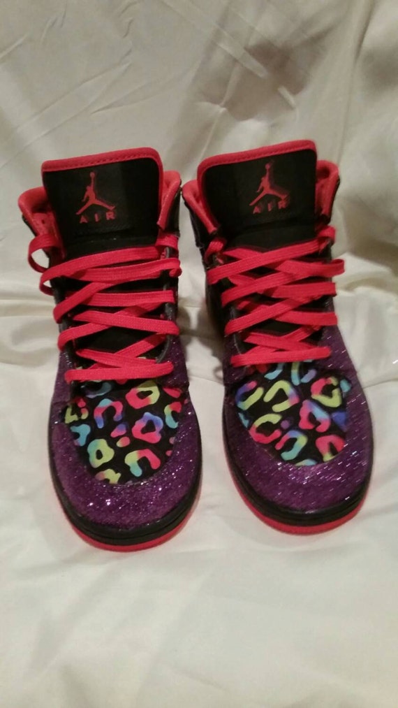 purple leopard print jordans