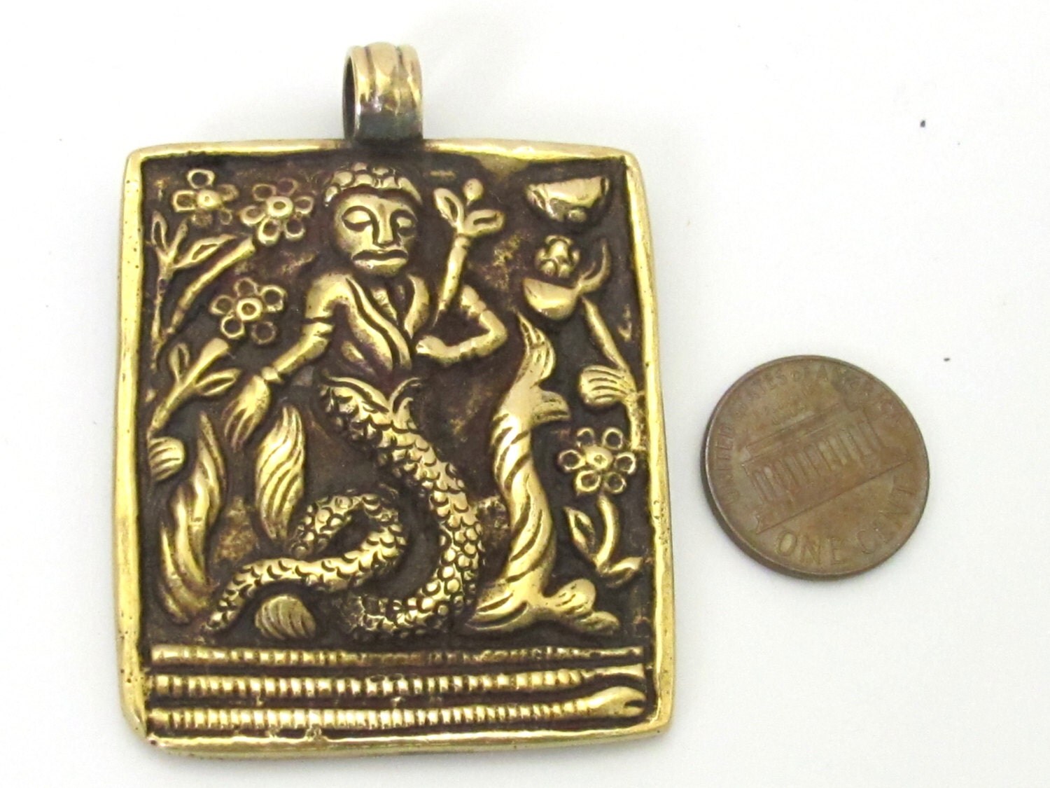 1 Pendant Beautiful Reversible Tibetan Brass by