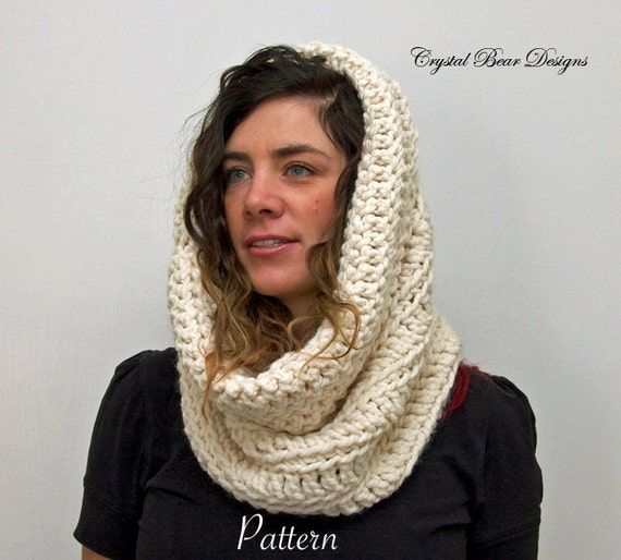 hooded oversized pattern crochet cowl Hooded Snood, Neck Cowl, Cowl Warmer, PDF Oversized Crochet PATTERN,