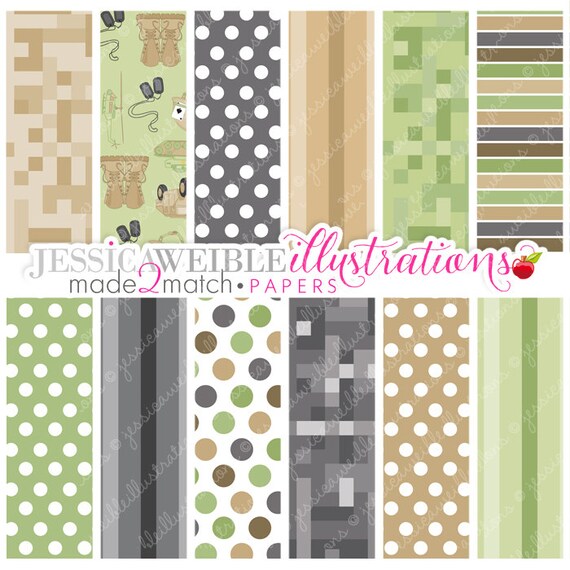 In the Army Cute Digital Papers for Card Design, Scrapbooking, and Web Design, Digital Camo Il_570xn