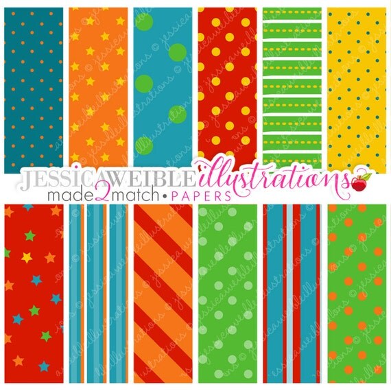 Birthday Boy Cute Digital Papers for Card Design, Scrapbooking, and Web Design Il_570xn